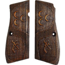 Zib Grips  Kabzası - Zig 14, Browning Hp, High Power 14, Dik Kasa, Browning Halkalı (Halka Için Kesim Yaptırmak Için Mesaj Atın), Halkasız ile Uyumlu - Koyu Kahverengi Renk - BRWHPCV022
