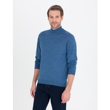 Pierre Cardin Erkek Mavi Slim Fit Yarım Balıkçı Yaka Yün Karışımlı Basic Triko Kazak 50257313-VR036