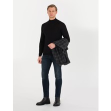 Pierre Cardin Erkek Siyah Slim Fit Yarım Balıkçı Yaka Yün Karışımlı Basic Triko Kazak 50257313-VR046