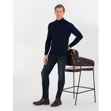 Pierre Cardin Erkek Lacivert Slim Fit Yarım Balıkçı Yaka Yün Karışımlı Basic Triko Kazak 50257313-VR033