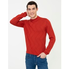 Pierre Cardin Erkek Kiremit Slim Fit Bato Yaka Triko Kazak 50241453-VR031