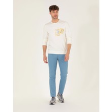 Pierre Cardin Erkek Koyu Mavi Slim Fit Keten Karışımlı Kanvas Pantolon 50268095-VR032