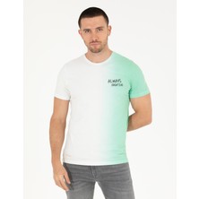 Pierre Cardin Erkek Açık Yeşil Slim Fit Degrade Geçişli Bisiklet Yaka Tişört 50262634-VR092
