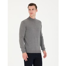 Pierre Cardin Erkek Gri Melanj Slim Fit Yarım Balıkçı Yaka Basic Triko Kazak 50276161-VR086
