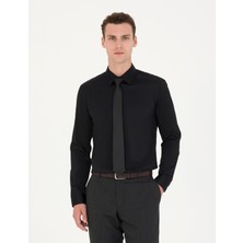 Pierre Cardin Erkek Siyah Slim Fit Uzun Kollu Basic Gömlek 50277147-VR046