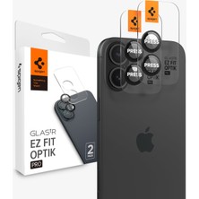 Spigen Apple iPhone 16 Plus / Apple iPhone 16 (2024) Kamera Lens Camı Koruyucu Glas.tr Ez Fit Optik Pro Black (2 Adet) - AGL07921