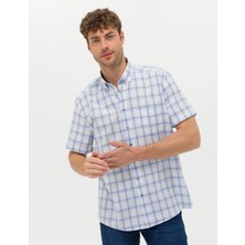 Pierre Cardin Erkek Mavi Regular Fit Kısa Kollu Gömlek 50265122-VR036