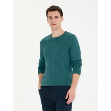 Pierre Cardin Erkek Yeşil Slim Fit Bisiklet Yaka Basic Triko Kazak 50270179-VR054