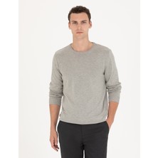 Pierre Cardin Erkek Açık Gri Melanj Slim Fit Bisiklet Yaka Basic Triko Kazak 50270179-VR091