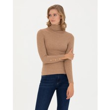 Pierre Cardin Kadın Bej Ex. Slim Fit Balıkçı Yaka Kazak 50276230-VR011