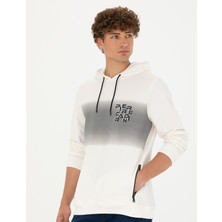 Pierre Cardin Erkek Ekru 2 İplik Regular Fit Kapüşonlu Sweatshirt 50272827-VR019