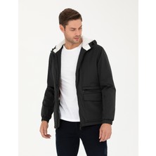 Pierre Cardin Erkek Siyah Kapişonlu Baharlık Mevsimlik Mont 50273114-VR046