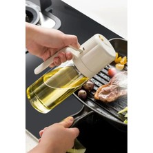 2'li Çift Fonksiyonlu Cam Yağdanlık 450ML Zeytinyağı Sıvıyağ Şişesi Airfryer Sprey Yağlık Sirkelik