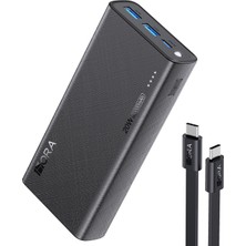 1Hora GAR158 20,000 mAh Taşınabilir Hızlı Şarj Cihazı - PD 20W - Kablo Hediyeli - 3 Çıkışlı - iOS, Android, MacBook ve Notebook Uyumlu USB-C Powerbank - Siyah