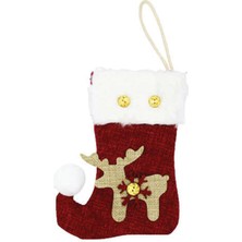 Kidspartim Yılbaşı Çorabı Jüt Kumaş Geyik Figürlü Ponponlu Küçük