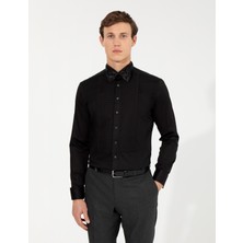Pierre Cardin Erkek Siyah Slim Fit Smokin Gömlek 50251063-VR046