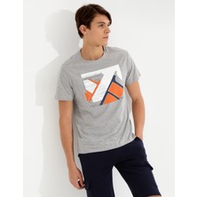 Pierre Cardin Erkek Gri Melanj Slim Fit Bisiklet Yaka Tişört 50258452-VR091