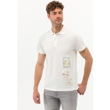 Pierre Cardin Erkek Ekru Baskılı Bisiklet Yaka Tişört 50264195-VR019