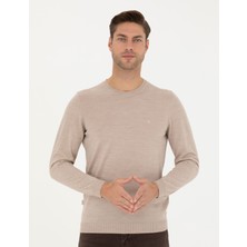 Pierre Cardin Erkek Taş Slim Fit Bisiklet Yaka Yün Karışımlı Basic Triko Kazak 50270054-VR049
