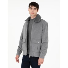 Pierre Cardin Erkek Gri Yün Karışımlı Regular Fit Kaşe Mont 50293328-VR024