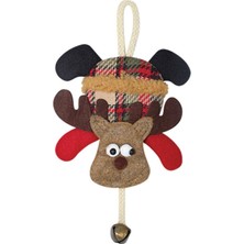 Kidspartim Yılbaşı Kapı Süsü Ekoseli Çanlı Geyik 20 cm