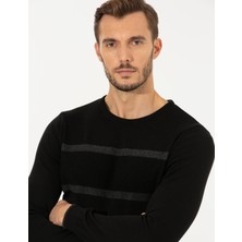 Pierre Cardin Erkek Siyah Slim Fit Bisiklet Yaka Triko Kazak 50258805-VR046
