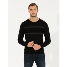 Pierre Cardin Erkek Siyah Slim Fit Bisiklet Yaka Triko Kazak 50258805-VR046