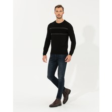 Pierre Cardin Erkek Siyah Slim Fit Bisiklet Yaka Triko Kazak 50258805-VR046