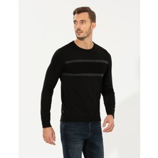 Pierre Cardin Erkek Siyah Slim Fit Bisiklet Yaka Triko Kazak 50258805-VR046