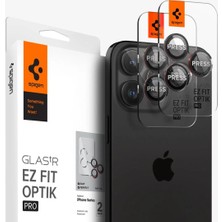 Spigen Apple iPhone 16 Pro Max / 16 Pro / 15 Pro Max / 15 Pro / 14 Pro Max / 14 Pro Kamera Lens Camı Koruyucu Glas.tr Ez Fit Optik Pro L-Serisi (2 Adet) - AGL05217