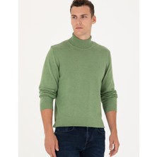 Pierre Cardin Erkek Koyu Yeşil Melanj Slim Fit Balıkçı Yaka Basic Triko Kazak 50276162-VR127