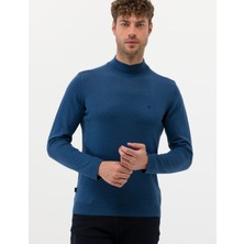 Pierre Cardin Erkek İndigo Melanj Slim Fit Yarım Balıkçı Yaka Basic Triko Kazak 50276502-VR155
