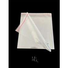50 Adet 30X35 cm Bantlı Yapışkanlı Şeffaf Opp Jelatin Poşet Torba, Şeffaf Poşet ( 30X30+5 )