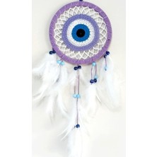 Ali The Stereo Nazar Boncuğu Motifli Lila Rengi Dream Catcher Düş Kapanı Duvar Süsü