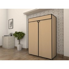 Dzgn Home Metal Çelik Borulu Plastik Raflı Ekonomik Bez Gardırop