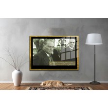 Yapay Zeka ile Yenilenmiş Atatürk Fotoğrafları Siyah Beyaz Cam Tablo, 3D Dekoratif Baskı 550