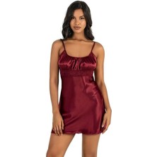 Primoda Aria's Closet Bordo Kısa Saten Gecelik 8208
