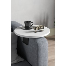 Zeds Creations Yan Sehpa Ayarlanabilir Tepsi Dekoratif Modern Tepsi Beyaz