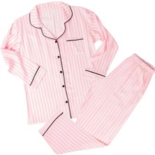 Pembe Gömlek Model Bayan Pijama Takımı