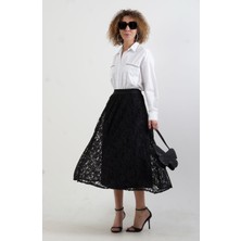 Zelish My Sister Siyah Işıltılı Astarlı Dantel Etek