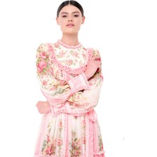 Büzgü Şerit Detaylı Elbise Ekru
