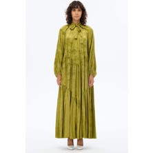 Bebe Yaka Oversize Elbise Yeşil