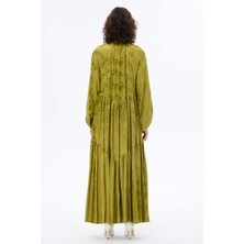 Bebe Yaka Oversize Elbise Yeşil