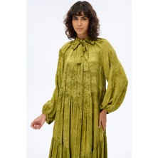 Bebe Yaka Oversize Elbise Yeşil
