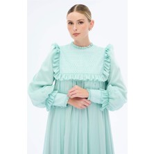Örme Dantelli Elbise Mint