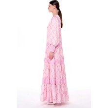 Satenli Büzgü Şerit Detaylı Elbise Pembe