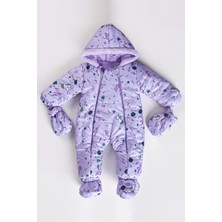 Tavşan Desenli Patikli Fermuarlı Içi Kürklü Kapüşonlu Kışlık Erkek Kız Bebek Astronot Tulum Kozmonot