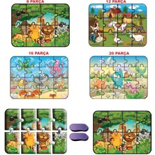 Byrurg 1481 Dıytoy Süper Renkli 4'lü Puzzle - Hayvanlar / 8+12+16+24 Parça Puzzle Byrnew