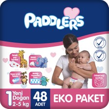 Paddlers Bebek Bezi 1 Numara Yenidoğan 48 Adet (2-5 kg) Eko Paket