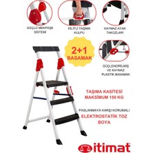 Itimat Extreme Kaliteli 2+1 Plastik Basamaklı Merdiven Hafif, Kolay Taşınabilir Ev Tipi, Mutfak ve Iş